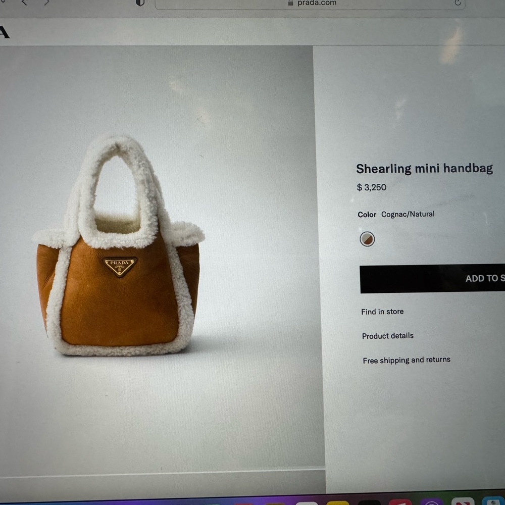 Prada Shearling Mini Handbag - Cognac